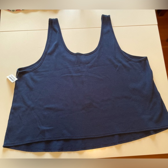 Navy Blue Crop Waffle Tank - Picture 4 of 7